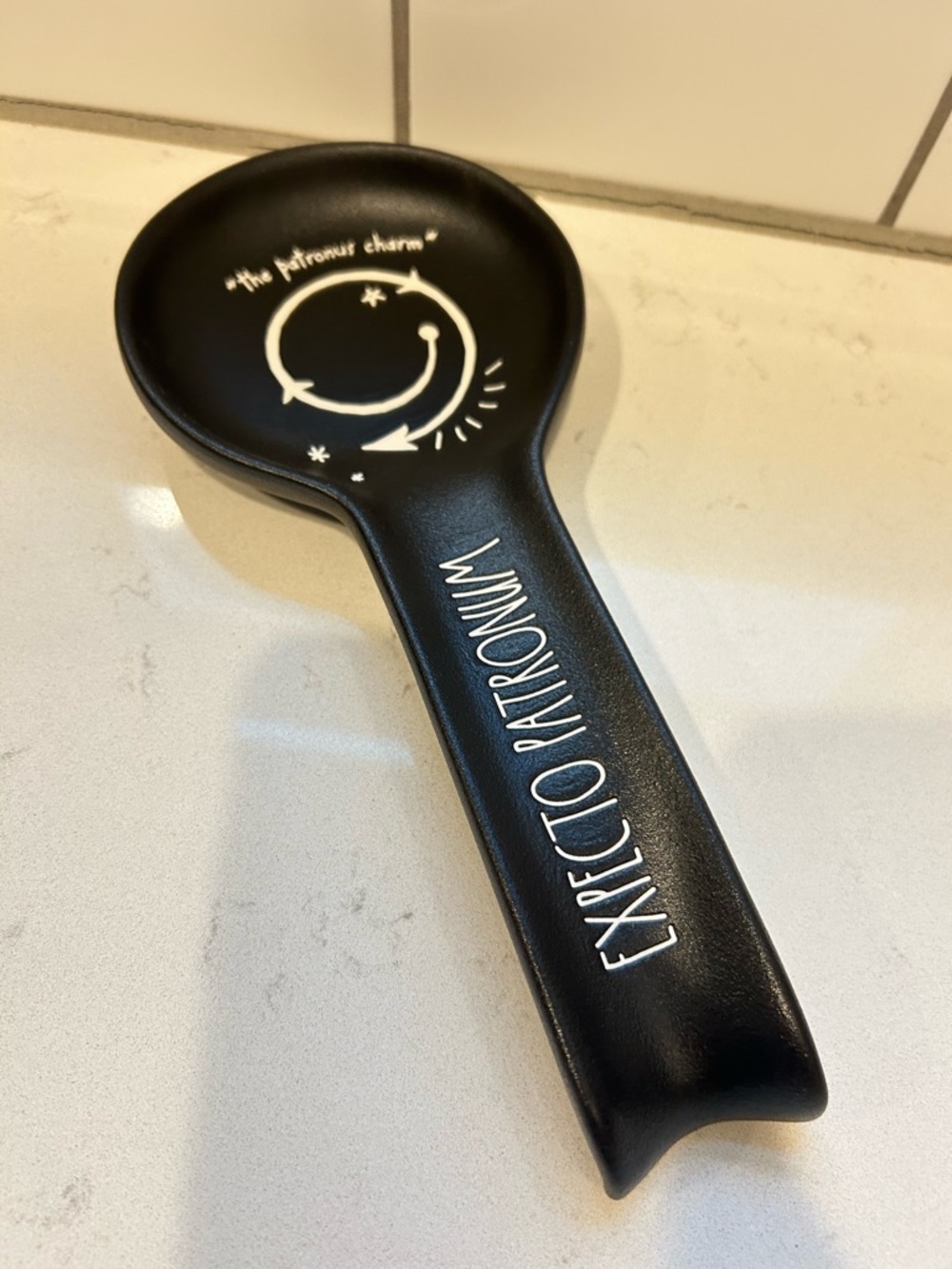 EXPELCTO PATRONUM Black Ceramic Spoon Rest Rae Dunn